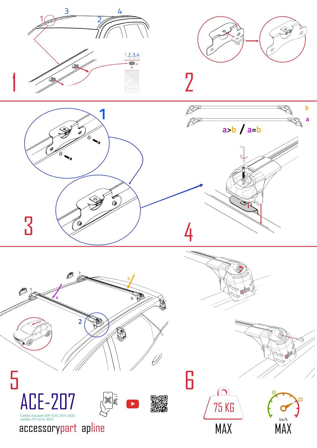 Compatible avec Cadillac XT5 2017-2024 ACE-2 Barres de Toit Railing Porte-Bagages de Voiture Noir Aluminium 2 Barres
