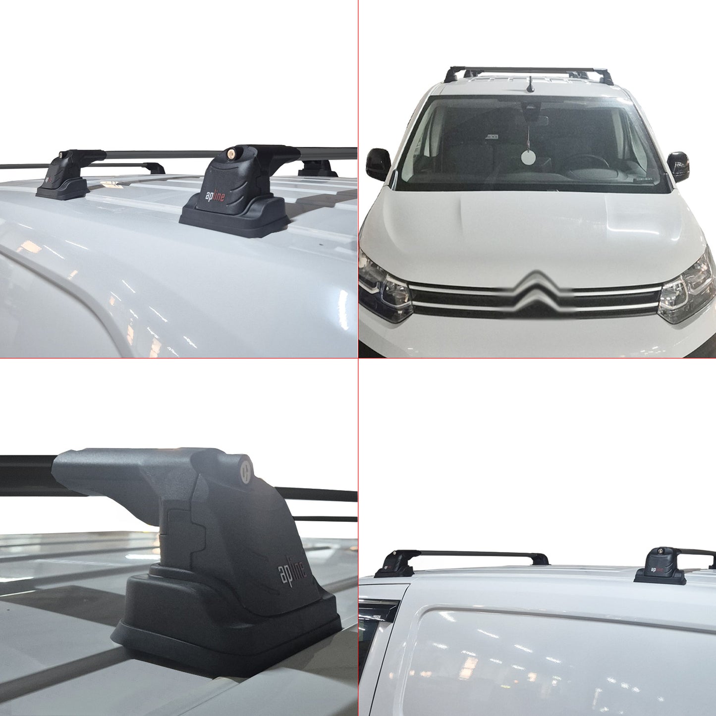 Compatible avec Citroen Berlingo 2019-2023 ACE-3 Barres de Toit Railing Porte-Bagages de Voiture Noir Aluminium 2 Barres