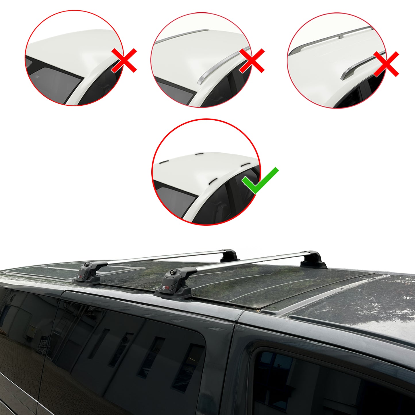 Compatible avec Volkswagen Caravelle (T6) 2016-2022 ACE-3 Barres de Toit Railing Porte-Bagages de Voiture Gris Aluminium 2 Barres