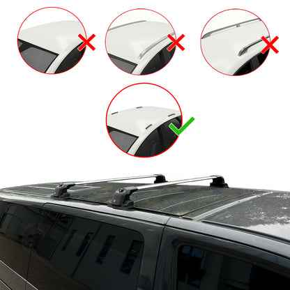 Compatible avec Volkswagen Transporter (T6) 2016-2022 ACE-3 Barres de Toit Railing Porte-Bagages de Voiture Gris Aluminium 2 Barres