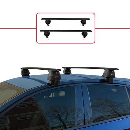 Compatible avec Opel/Vauxhall Corsa F 2019-2025 ACE-4 Barres de Toit Railing Porte-Bagages de Voiture Noir Aluminium 2 Barres