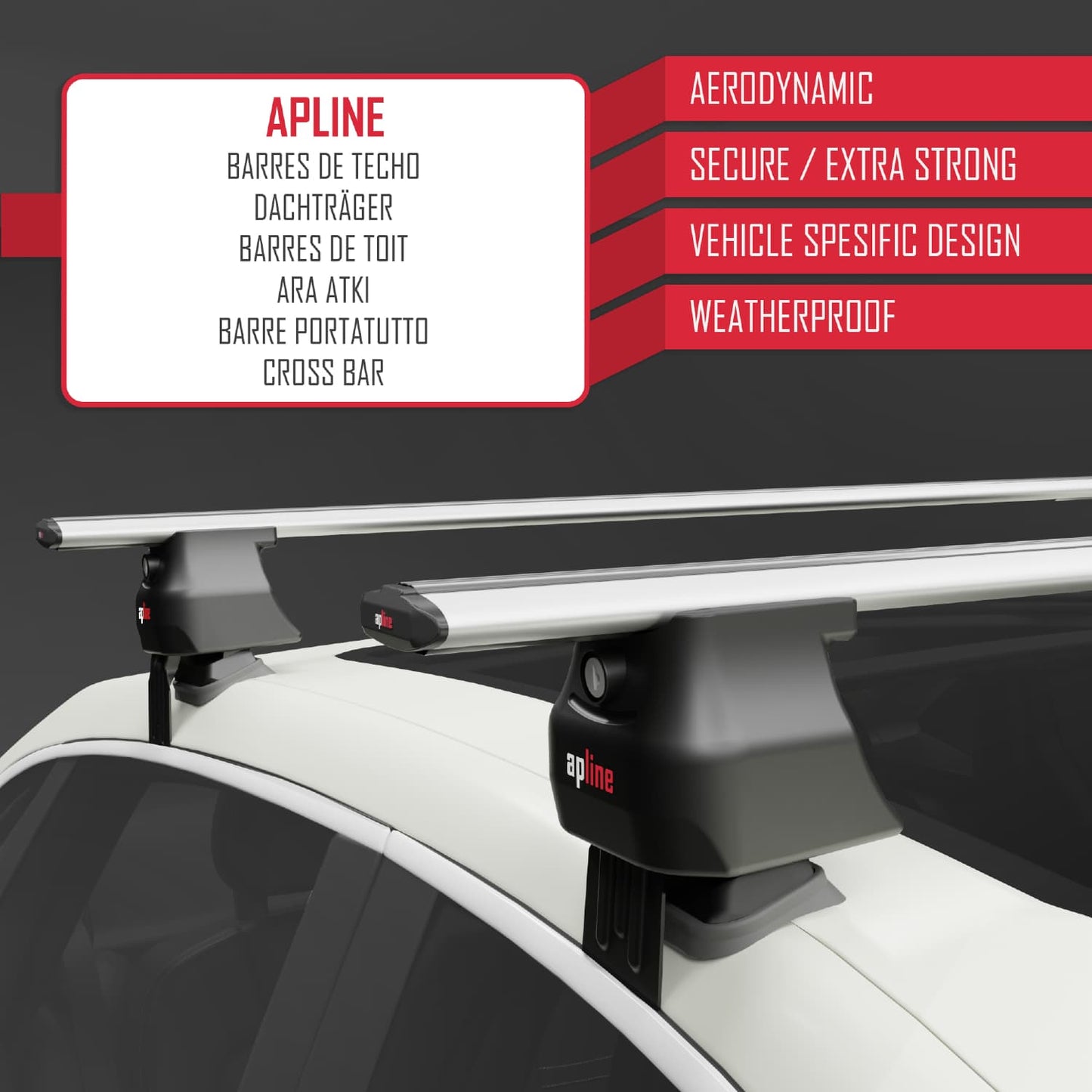 Compatible avec Lancia Thema 2 2011-2014 ACE-4 Barres de Toit Railing Porte-Bagages de Voiture Gris Aluminium 2 Barres