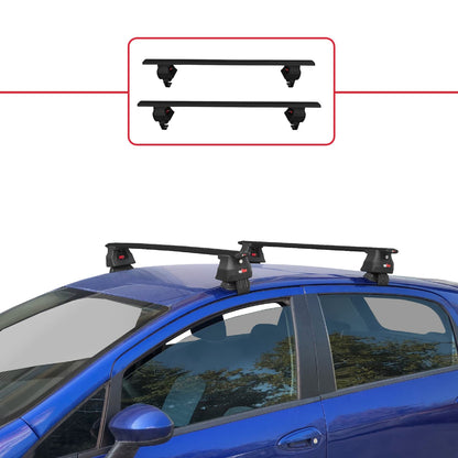 Compatible avec Fiat Grande Punto (199) 2005-2012 ACE-4 Barres de Toit Railing Porte-Bagages de Voiture Noir Aluminium 2 Barres