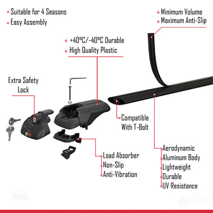 Compatible avec Citroen C4 Grand Picasso 2013-2018 ACE-1 Barres de Toit Railing Porte-Bagages de Voiture Noir Aluminium 2 Barres
