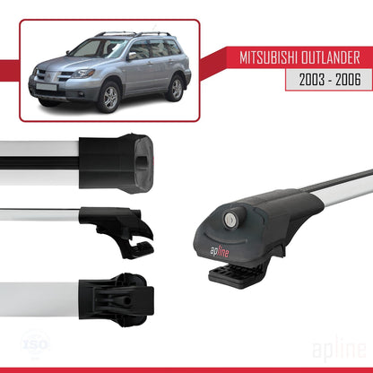 Compatible avec Mitsubishi Outlander 2003-2006 ACE-1 Barres de Toit Railing Porte-Bagages de Voiture Gris Aluminium 3 Barres