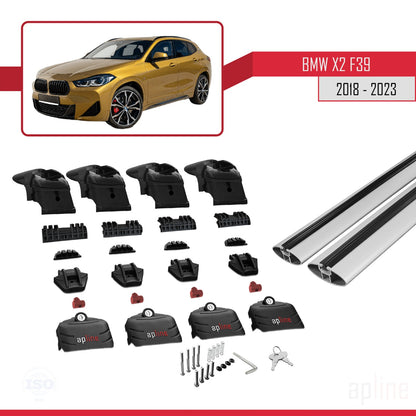 Compatibile con BMW X2 (F39) 2018-2023 ACE-2 Barre portatutto per auto Portapacchi in alluminio grigio 2 barre