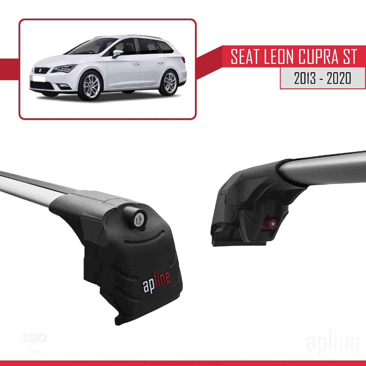 Compatible avec Seat Leon 3 (5F) Cupra ST 2013-2020 ACE-2 Barres de Toit Railing Porte-Bagages de Voiture Gris Aluminium 2 Barres