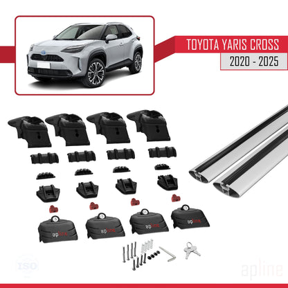 Compatible avec Toyota Yaris Cross 2020-2025 ACE-2 Barres de Toit Railing Porte-Bagages de Voiture Gris Aluminium 2 Barres