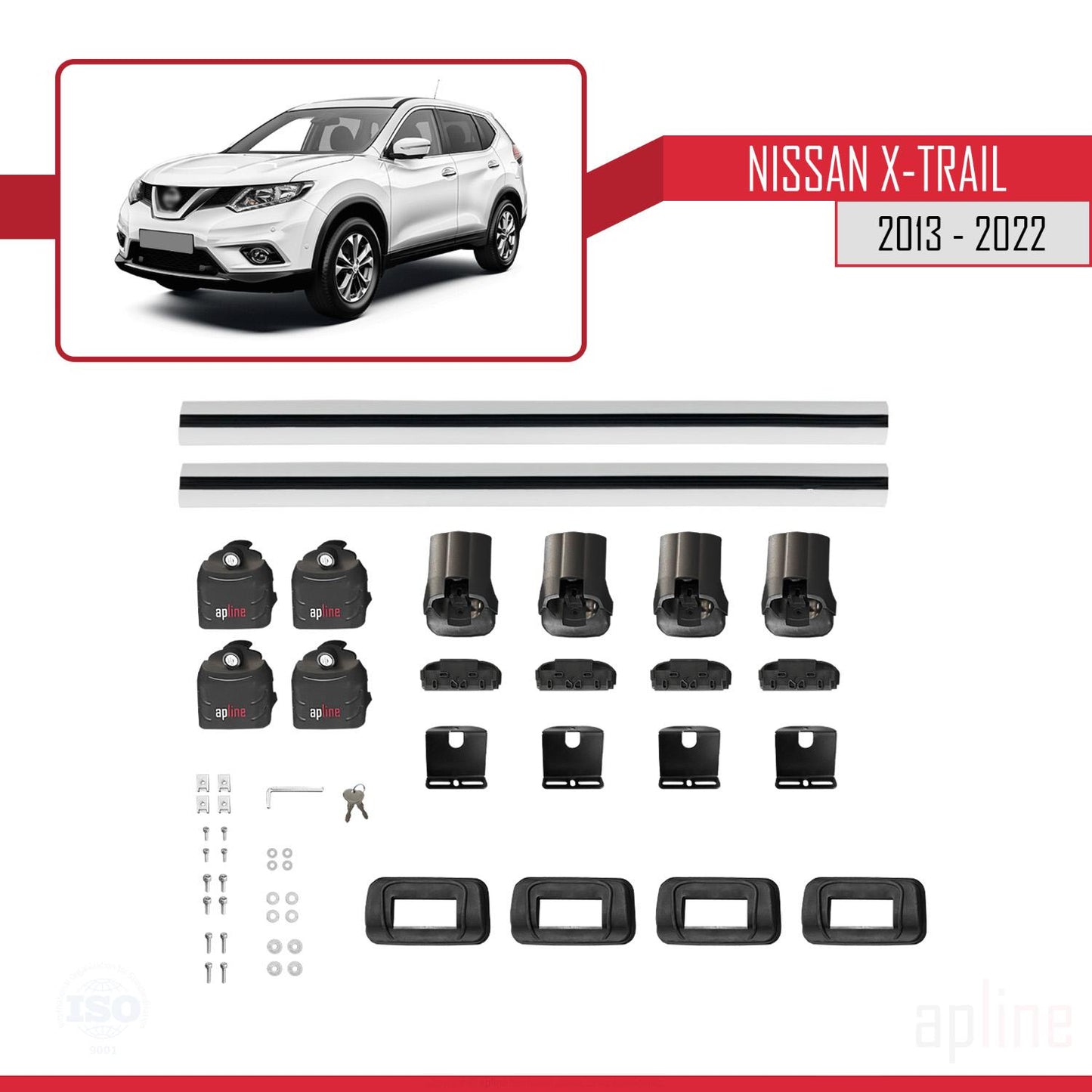 Compatible avec Nissan X-Trail 2013-2022 ACE-3 Barres de Toit Railing Porte-Bagages de Voiture Gris Aluminium 2 Barres