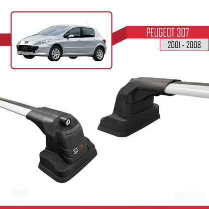 Compatible avec Peugeot 307 2001-2008 ACE-3 Barres de Toit Railing Porte-Bagages de Voiture Gris Aluminium 2 Barres