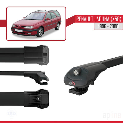 Compatible avec Renault Laguna (X56) 1996-200 ACE-1 Barres de Toit Railing Porte-Bagages de Voiture Noir Aluminium 3 Barres