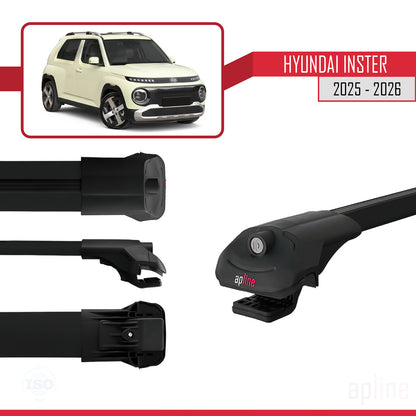 Compatible avec Hyundai Inster 2025-2026 ACE-1 Barres de Toit Railing Porte-Bagages de Voiture Noir Aluminium 2 Barres