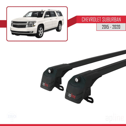Compatible avec Chevrolet Suburban 2015-2020 ACE-2 Barres de Toit Railing Porte-Bagages de Voiture Noir Aluminium 2 Barres