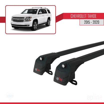 Compatible avec Chevrolet Tahoe 4 2015-2020 ACE-2 Barres de Toit Railing Porte-Bagages de Voiture Noir Aluminium 2 Barres