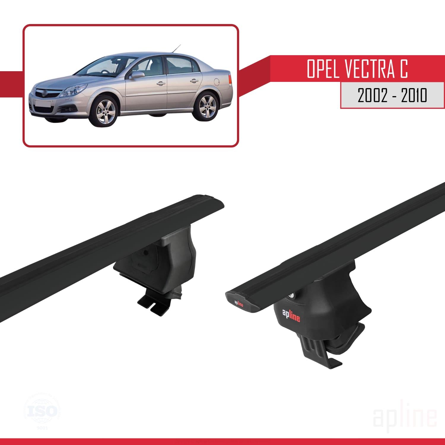 Compatible avec Opel Vectra C 2002-2010 ACE-4 Barres de Toit Railing Porte-Bagages de Voiture Noir Aluminium 2 Barres