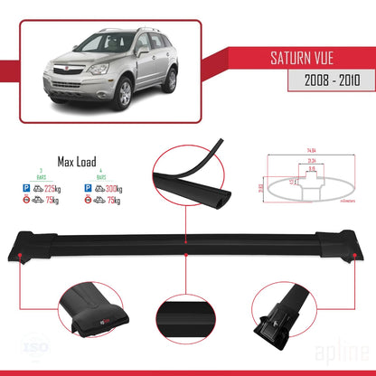 Compatible avec Saturn Vue 2 2008-2010 FLY Model Barres de Toit Railing Porte-Bagages de Voiture Noir Aluminium 3 Barres