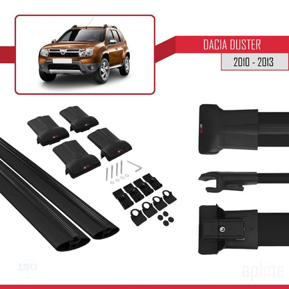 Compatible avec Dacia Duster (HS) Pre-Facelift 2010-2013 FLY Model Barres de Toit Railing Porte-Bagages de Voiture Noir Aluminium 2 Barres