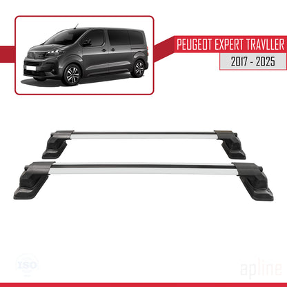 Compatible avec Peugeot Expert Traveller 2017-2025 ACE-3 Barres de Toit Railing Porte-Bagages de Voiture Gris Aluminium 2 Barres