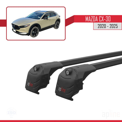 Compatible with Mazda CX-30 2020-2025 ACE-2 Car Roof Rack Cross Bar Black Aluminium 2 Bars