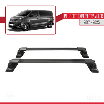 Compatible avec Peugeot Expert Traveller 2017-2025 ACE-3 Barres de Toit Railing Porte-Bagages de Voiture Noir Aluminium 2 Barres