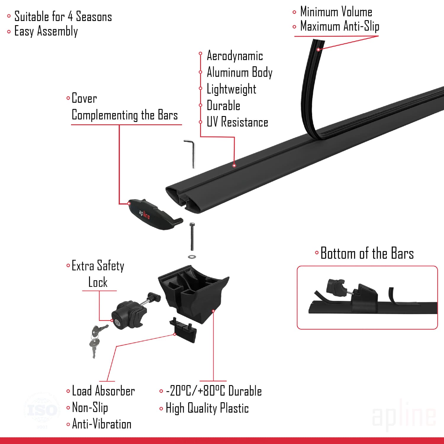 Compatible avec JAECOO 7 2025-2026 HOOK Model Barres de Toit Railing Porte-Bagages de Voiture Noir Aluminium 2 Barres