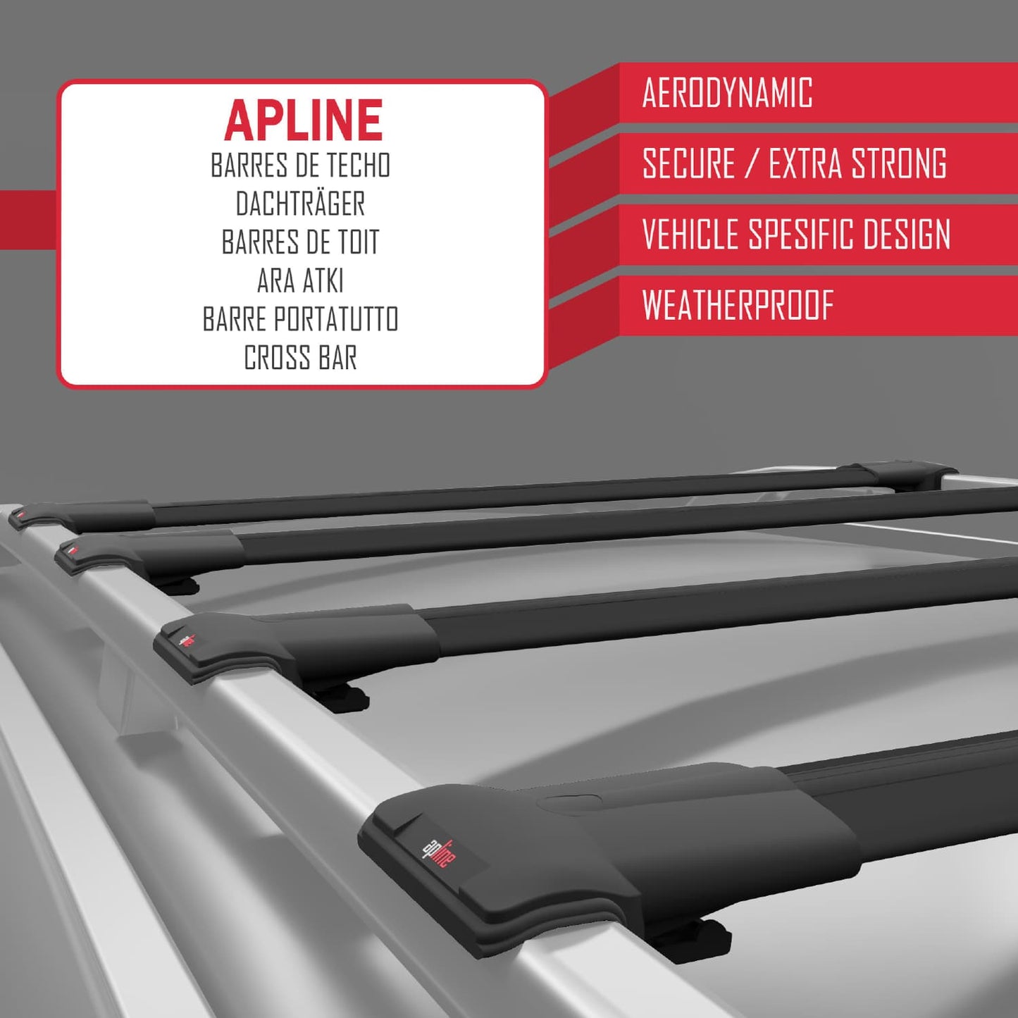 Compatible avec Peugeot Expert 3 Traveller 2017-2025 FLY Model Barres de Toit Railing Porte-Bagages de Voiture Noir Aluminium 4 Barres