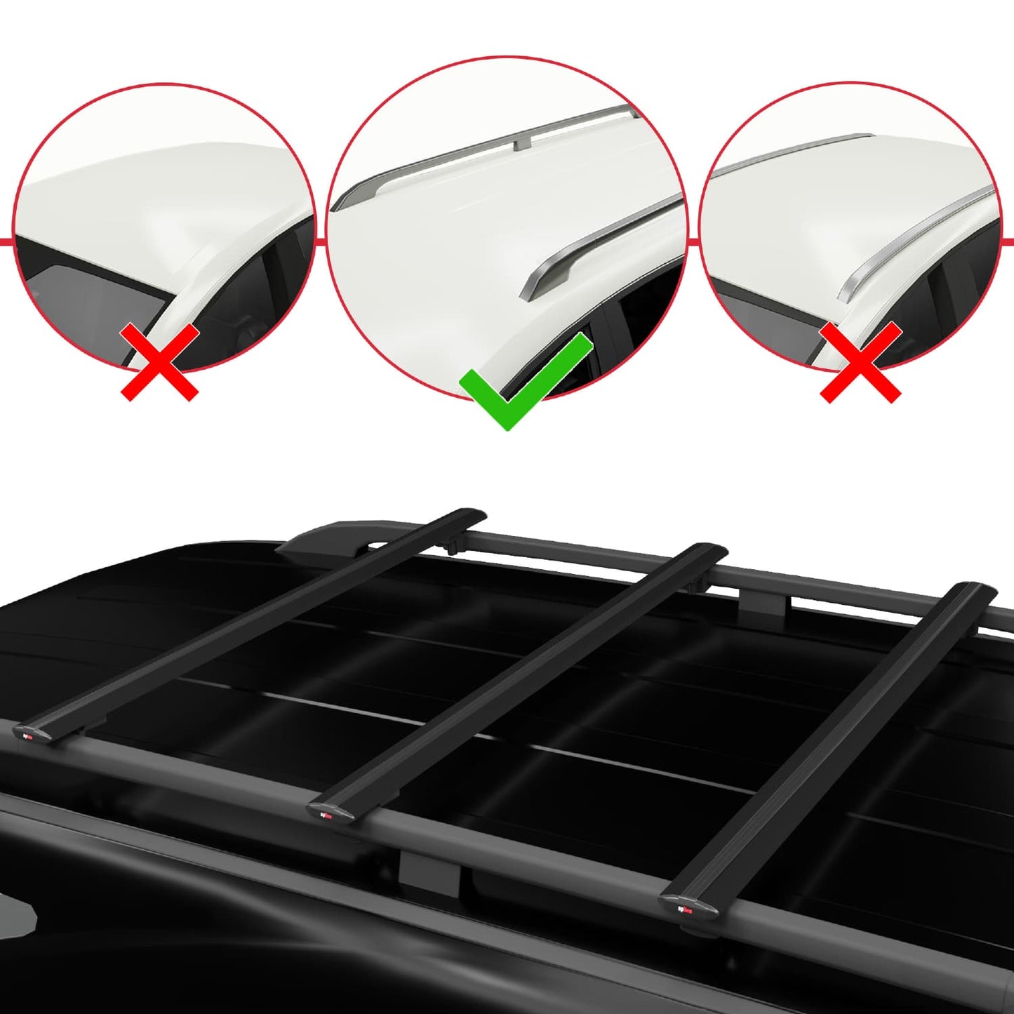 Compatible avec Cupra Ateca 2020-2024 BASIC Model Barres de Toit Railing Porte-Bagages de Voiture Noir Aluminium 3 Barres