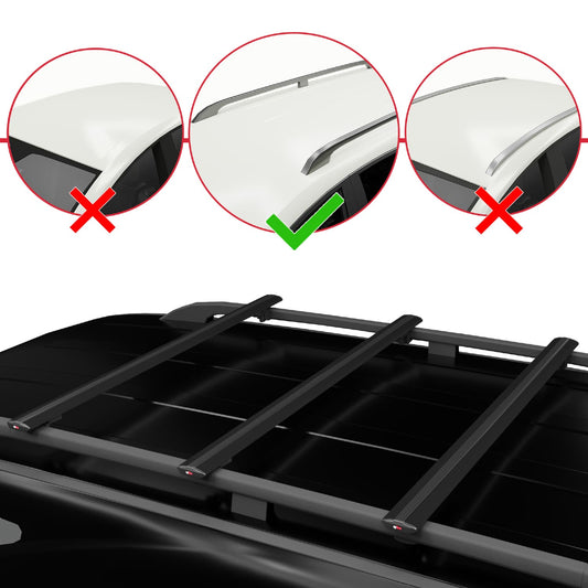 Compatible avec Jeep Renegade (BU) 2014-2025 BASIC Model Barres de Toit Railing Porte-Bagages de Voiture Noir Aluminium 3 Barres