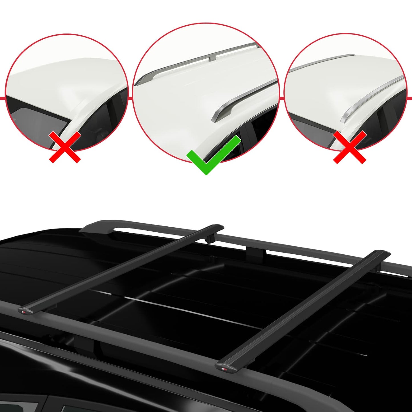 Compatible avec Mercedes Classe GLS (X167) 2020-2025 BASIC Model Barres de Toit Railing Porte-Bagages de Voiture Noir Aluminium 2 Barres