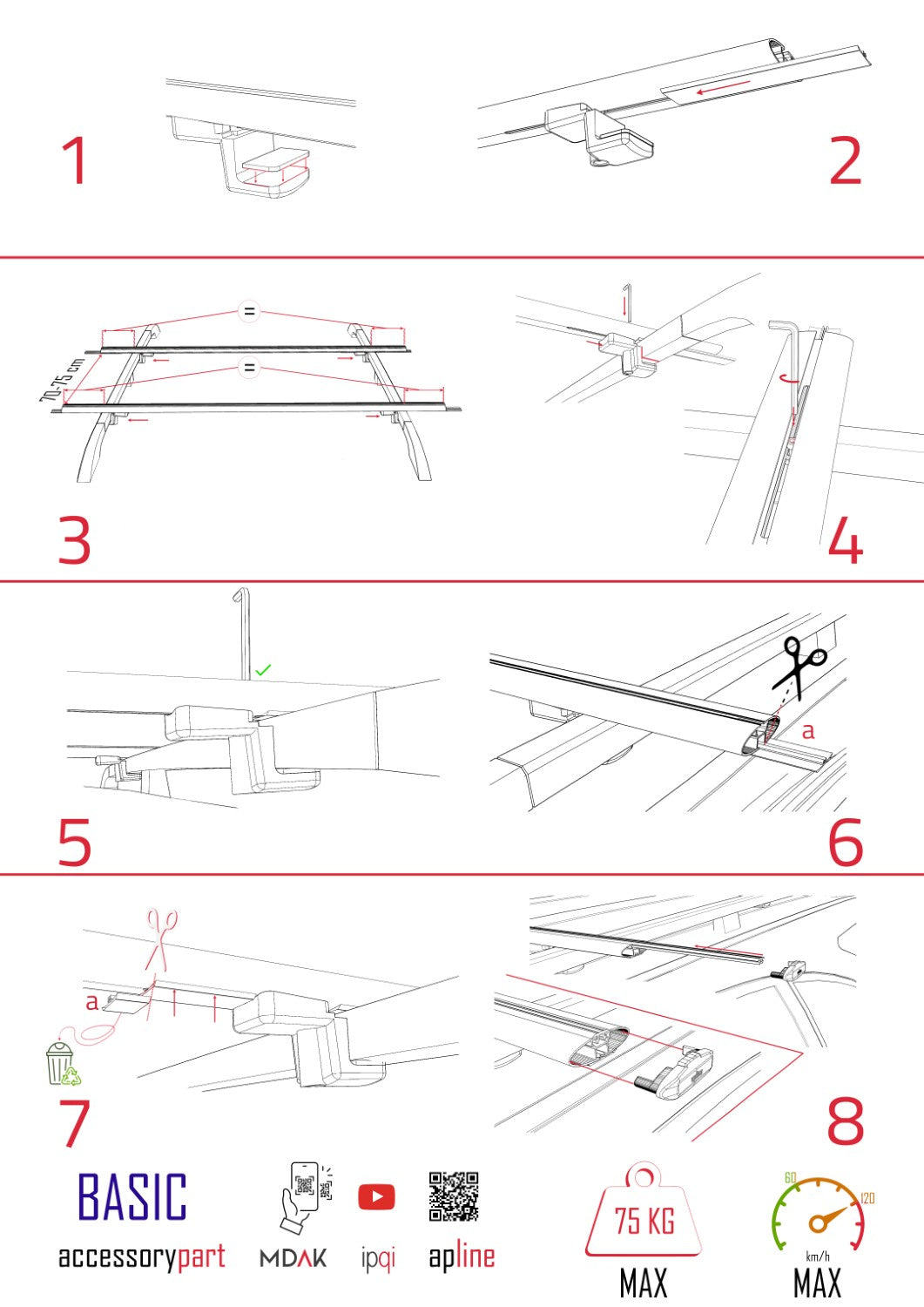 Compatible avec Mercedes Metris (W447) 2014-2025 BASIC Model Barres de Toit Railing Porte-Bagages de Voiture Noir Aluminium 2 Barres