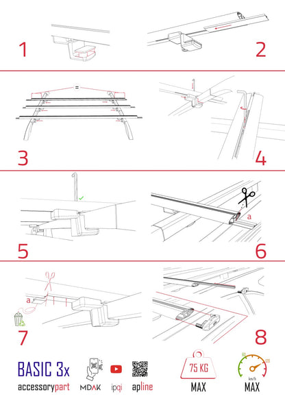 Compatible avec Mitsubishi L200 V 2015-2023 BASIC Model Barres de Toit Railing Porte-Bagages de Voiture Gris Aluminium 3 Barres