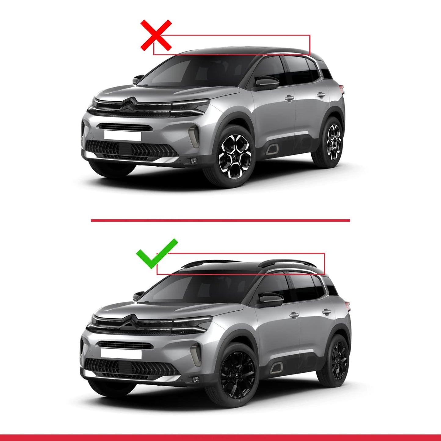 Kompatibel mit Citroen C5 Aircross 2018-2025 Basismodell Dachgepäckträger, Gepäckträger, schwarzes Aluminium, 3 Stangen