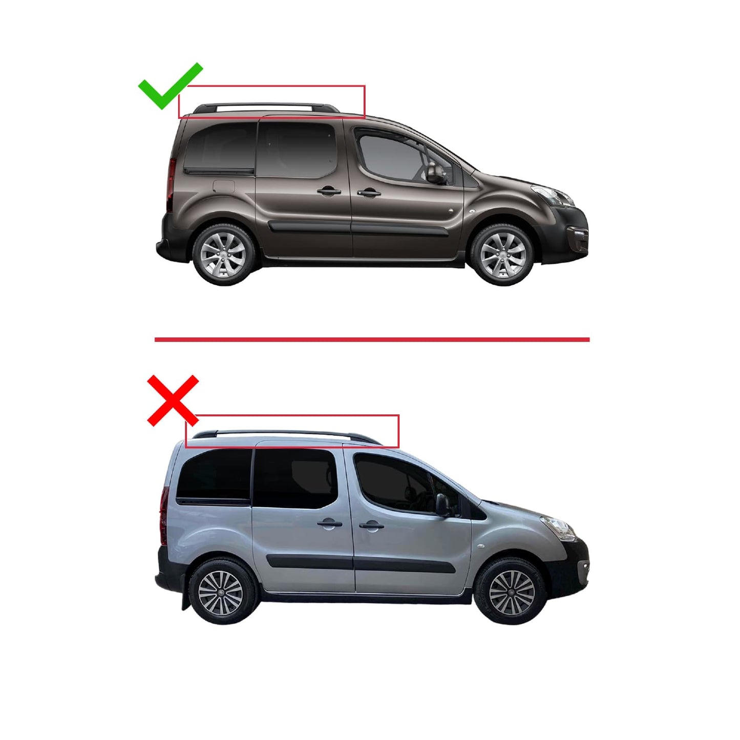 Compatible avec Citroen Berlingo 2 (B9) 2008-2018 ACE-1 Barres de Toit Railing Porte-Bagages de Voiture Noir Aluminium 4 Barres