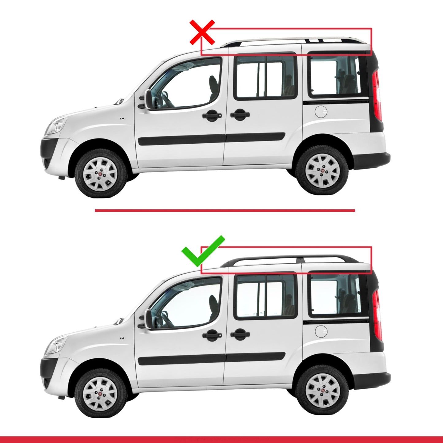 Compatible avec Fiat Doblo 2000-2009 FLY Model Barres de Toit Railing Porte-Bagages de Voiture Noir Aluminium 4 Barres