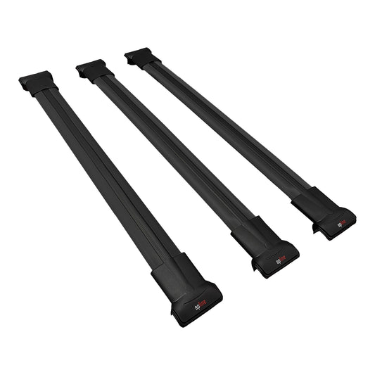 Compatible avec Renault Alaskan 2017-2023 FLY Model Barres de Toit Railing Porte-Bagages de Voiture Noir Aluminium 3 Barres