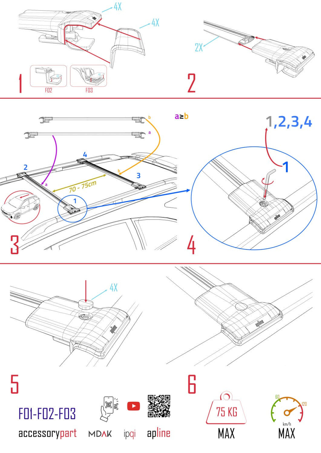 Kompatibel mit Dacia Jogger 2021-2025 FLY Modell Dachgepäckträger, schwarzes Aluminium, 2 Stangen
