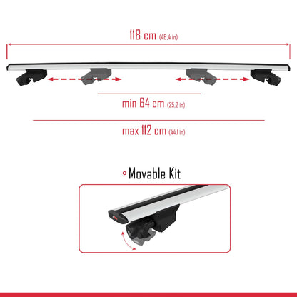 Compatible avec Hyundai Tucson 4 (NX4) 2022-2025 HOOK Model Barres de Toit Railing Porte-Bagages de Voiture Gris Aluminium 2 Barres