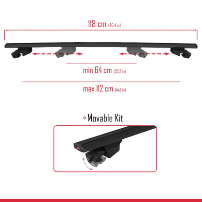 Compatible with Mercedes GLK Class (X204) Pre-Facelift 2008-2012 HOOK Model Car Roof Rack Cross Bar Black Aluminium 2 Bars