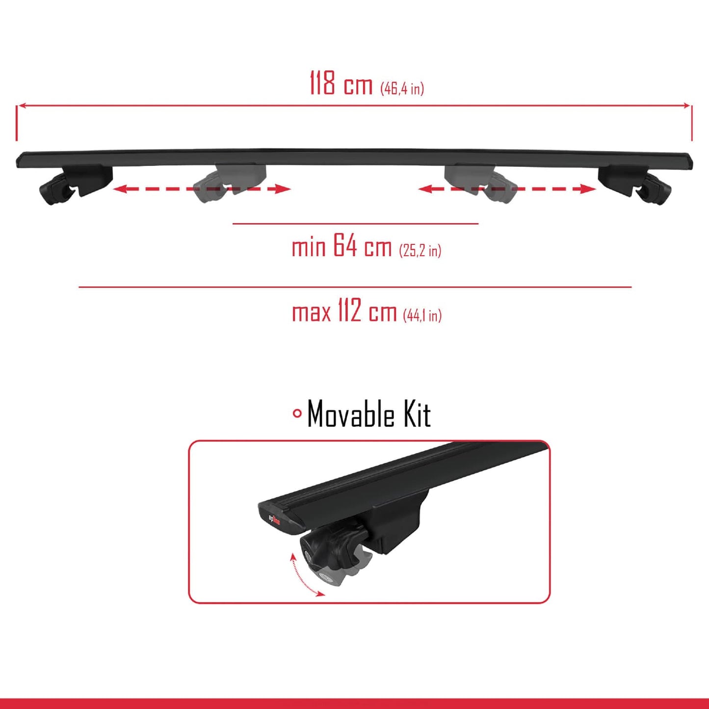 Compatible avec Mercedes Classe GLK (X204) Post-Facelift 2012-2015 HOOK Model Barres de Toit Railing Porte-Bagages de Voiture Noir Aluminium 2 Barres