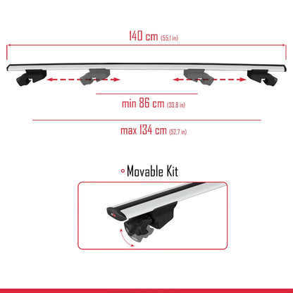Compatible avec Ford Kuga 3 (CX482) 2020-2025 HOOK Model Barres de Toit Railing Porte-Bagages de Voiture Gris Aluminium 2 Barres