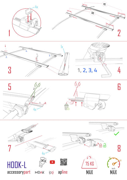 Compatible avec Toyota RAV4 IV (XA40) Pre-Facelift 2013-2018 HOOK Model Barres de Toit Railing Porte-Bagages de Voiture Gris Aluminium 2 Barres