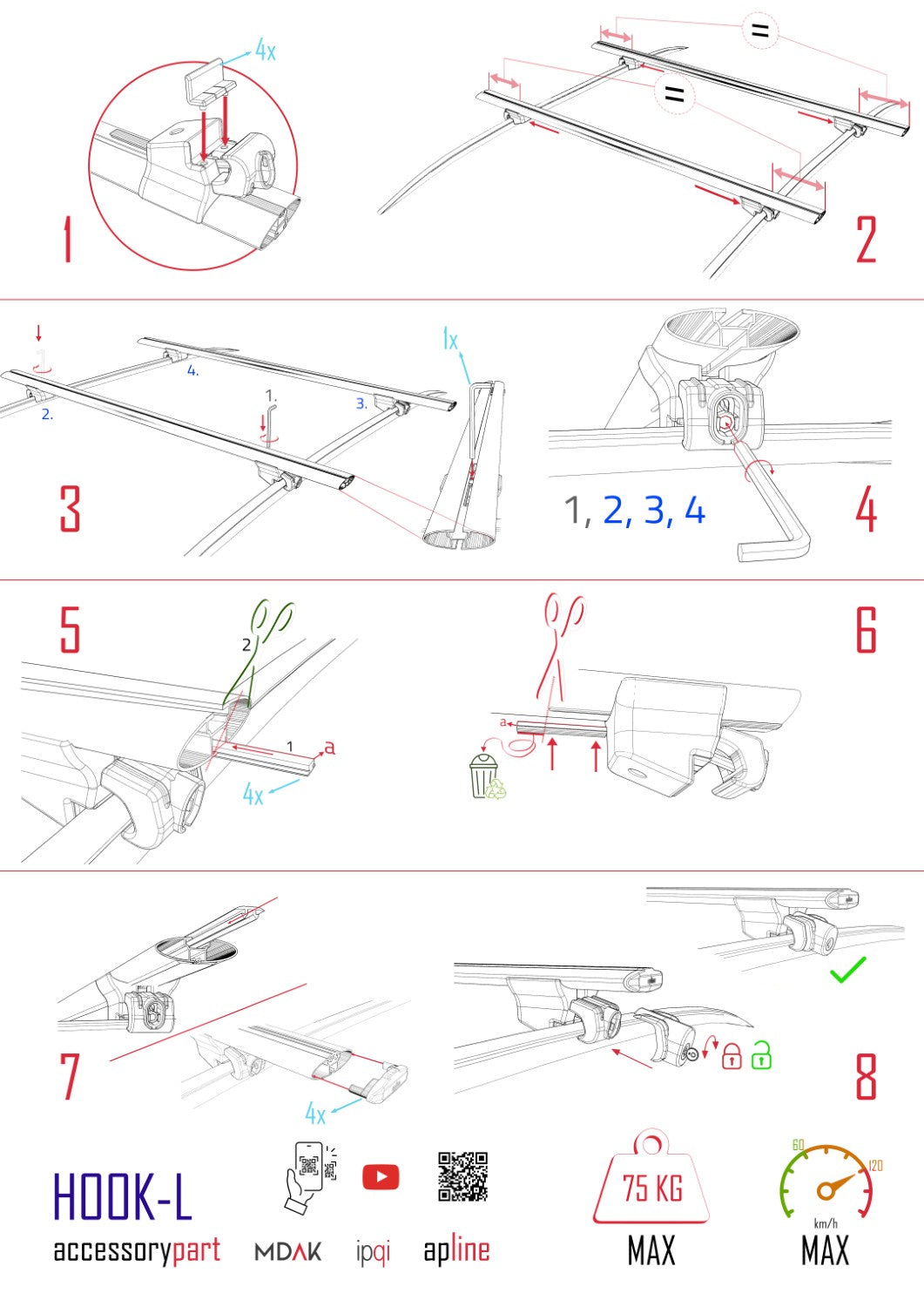 Compatible avec Ford S-Max 2 (CD539) 2015-2023 HOOK Model Barres de Toit Railing Porte-Bagages de Voiture Noir Aluminium 2 Barres