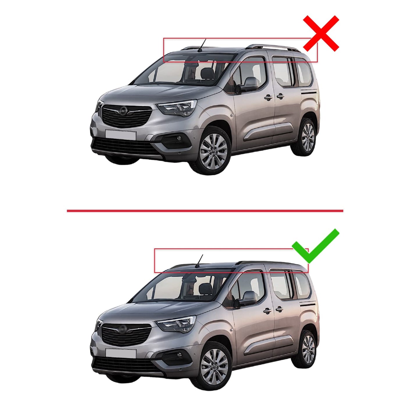 Compatible avec Opel Combo E Life 2023-2025 HOOK Model Barres de Toit Railing Porte-Bagages de Voiture Gris Aluminium 2 Barres