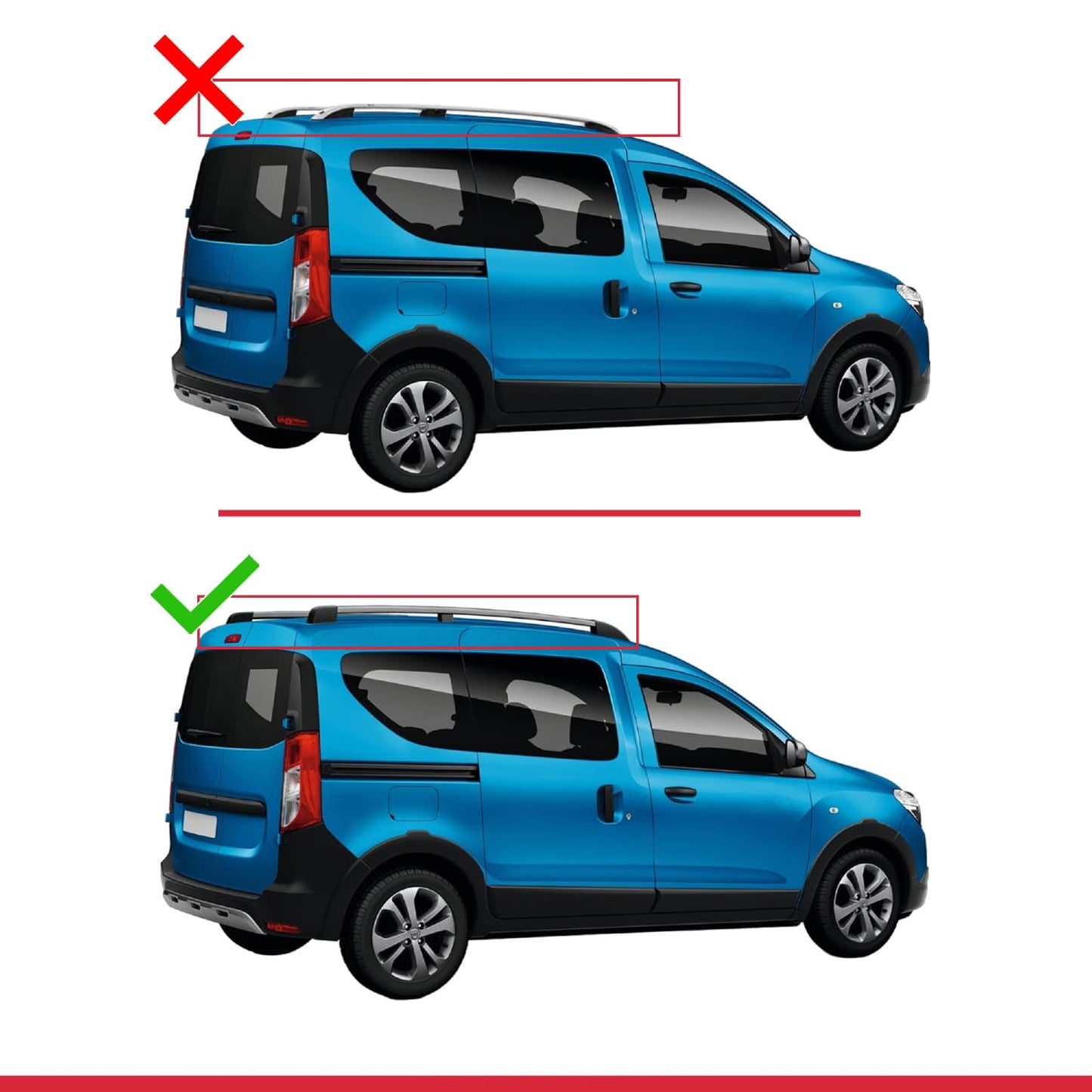 Compatible avec Dacia Dokker 2012-2023 Barres de Toit FLY Modèle Railing Porte-Bagages de voiture NOIR