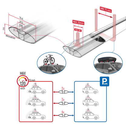 Compatible avec Volvo XC60 II 2017-2026 ACE-2 modèle Barres de Toit Railing Porte-Bagages de Voiture Gris Aluminium Barres